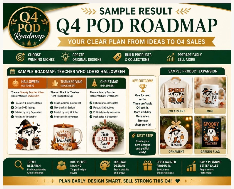 Sample Q4 roadmap from ideas to sales