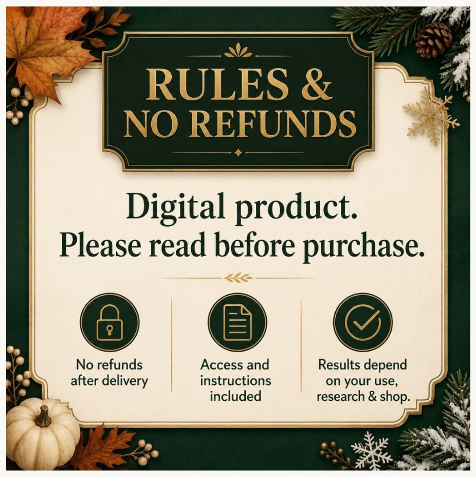 Rules and no refunds — digital product terms